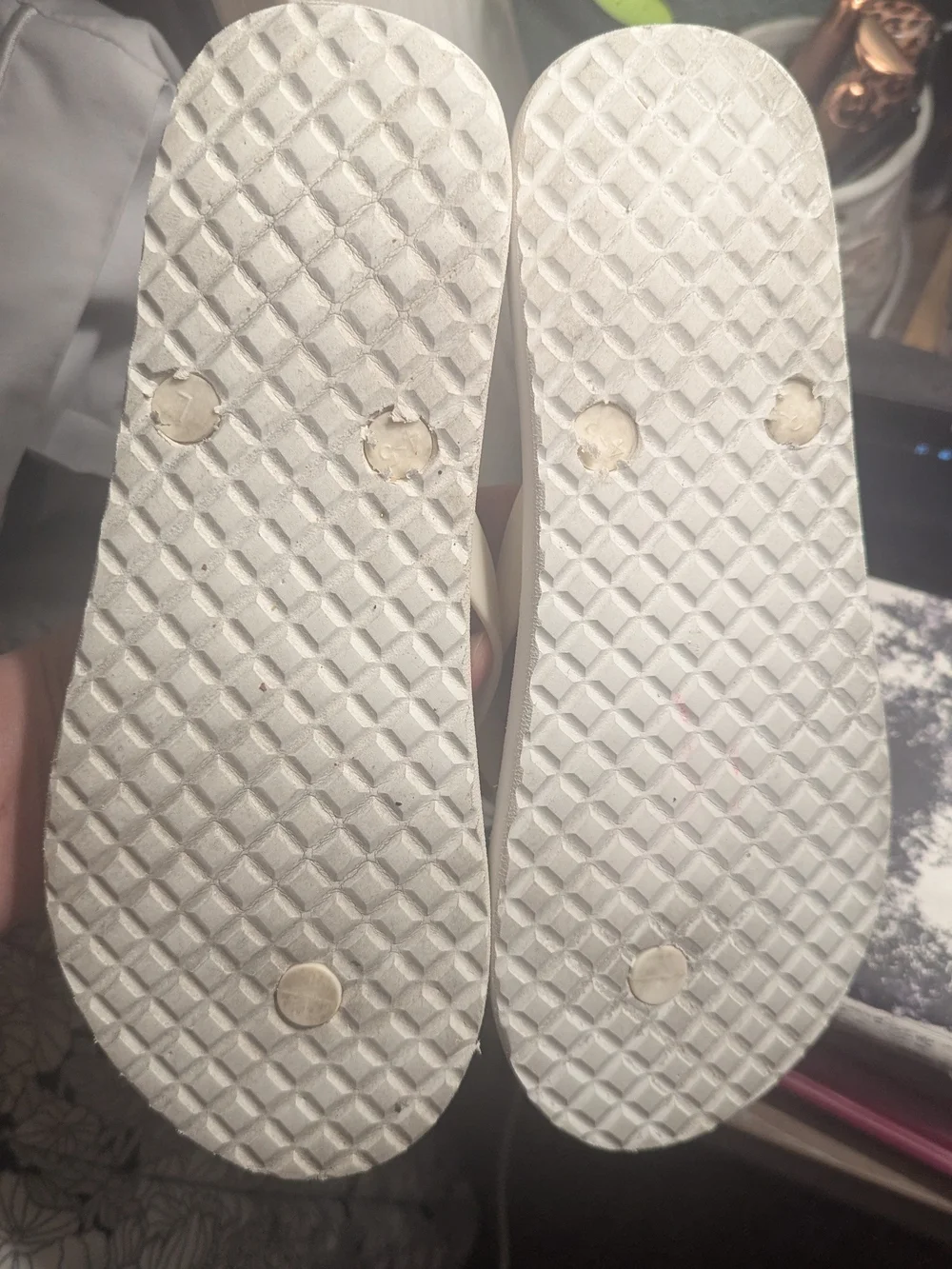 Michael Kors White Flip Flop with Silver MK Medallion
